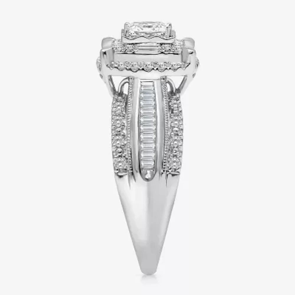 I / I1) Womens 1 CT. T.W. Lab Grown White Diamond 10K Gold Side Stone Engagement Ring