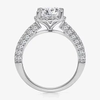 (I / I1) Womens 3 CT. T.W. Lab Grown White Diamond 10K Gold Round Side Stone Halo Engagement Ring