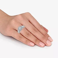 (I / I1) Womens 1 CT. T.W. Lab Grown White Diamond 10K Gold Round Side Stone Halo Engagement Ring