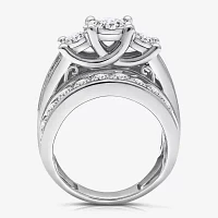 Love Lives Forever (I / I1) Womens 4 CT. T.W. Lab Grown White Diamond 10K Gold Round Side Stone 3-Stone Engagement Ring