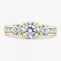 Love Lives Forever (G / Si1-Si2) Womens 2 CT. T.W. Lab Grown White Diamond 10K Gold Round Side Stone 3-Stone Engagement Ring