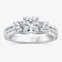 Love Lives Forever (G / Si1-Si2) Womens 2 CT. T.W. Lab Grown White Diamond 10K Gold Round Side Stone 3-Stone Engagement Ring