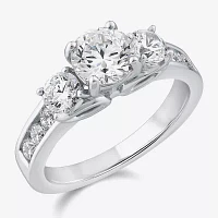 Love Lives Forever (G / Si1-Si2) Womens 2 CT. T.W. Lab Grown White Diamond 10K Gold Round Side Stone 3-Stone Engagement Ring