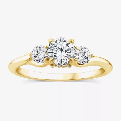 Love Lives Forever Lab Grown - (G / Si1-Si2) Womens 1 CT. T.W. White Diamond 10K Gold Round 3-Stone Engagement Ring