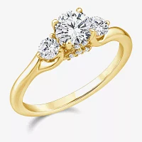 Love Lives Forever Lab Grown - (G / Si1-Si2) Womens 1 CT. T.W. White Diamond 10K Gold Round 3-Stone Engagement Ring