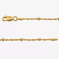 24K Gold Over Silver 9 Inch Solid Singapore Ankle Bracelet