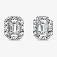 (I1/ I) 1/5 CT. Lab Grown White Diamond Sterling Silver 6.8mm Rectangular Stud Earrings