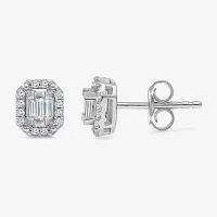 (I1/ I) 1/5 CT. Lab Grown White Diamond Sterling Silver 6.8mm Rectangular Stud Earrings