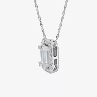 (I1/ I ) Womens 1/3 CT. T.W. Lab Grown White Diamond Sterling Silver Rectangular Pendant Necklace