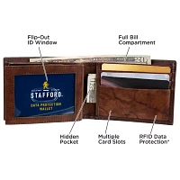 Stafford Mens Extra Capacity Personalized RFID Blocking Bifold Wallet