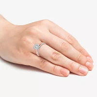 (H-I / I1) I Said Yes Womens 1 CT. T.W. Lab Grown White Diamond Sterling Silver or 14K Gold Over Cushion Halo Bridal Set