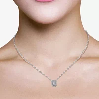 (I1/ I ) Womens 1/5 CT. Lab Grown White Diamond Sterling Silver Rectangular Pendant Necklace