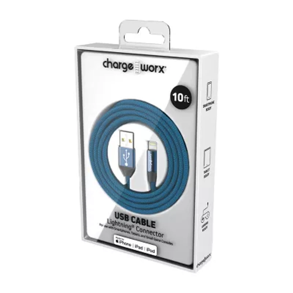 Chargeworx 10Ft Usb Cable Lightning Connector