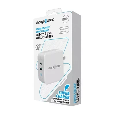 Chargeworx 100W Gan 1 Type-C 1 Qc3.0 Charger