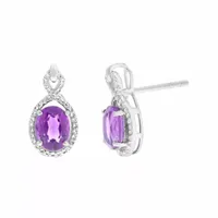 Genuine Purple Amethyst Sterling Silver 15mm Stud Earrings