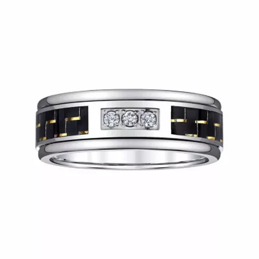 Mens 8MM 1/ CT. T.W. Natural White Diamond Tungsten Wedding Band
