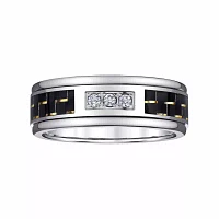 Mens 8MM 1/ CT. T.W. Natural White Diamond Tungsten Wedding Band