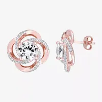 Genuine White Topaz 18K Rose Gold Over Silver 17.4mm Stud Earrings