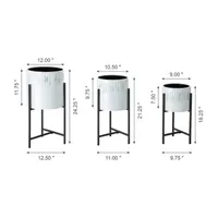 Glitzhome Set Of 3 White Metal Planter Stands