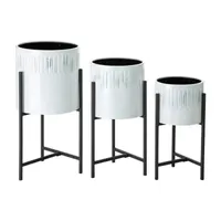 Glitzhome Set Of 3 White Metal Planter Stands