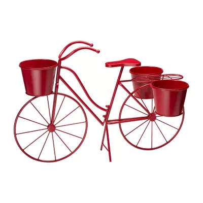 Glitzhome 28.75"L Metal Red Bicycle Planter Stands