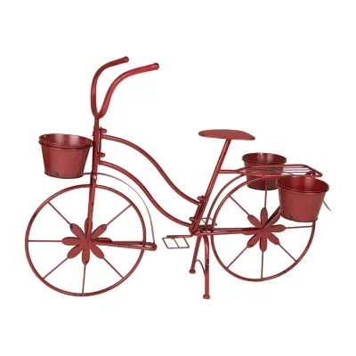 Glitzhome 26"H Metal Red Bicycle Planter Stands