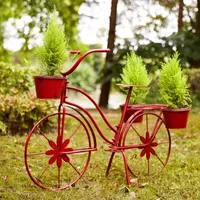 Glitzhome 26"H Metal Red Bicycle Planter Stands