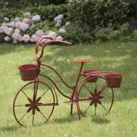 Glitzhome 26"H Metal Red Bicycle Planter Stands