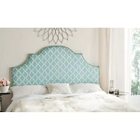 Hallmar Patterned Upholstered Headboard with Nailhead Trim