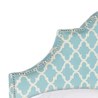 Hallmar Patterned Upholstered Headboard with Nailhead Trim