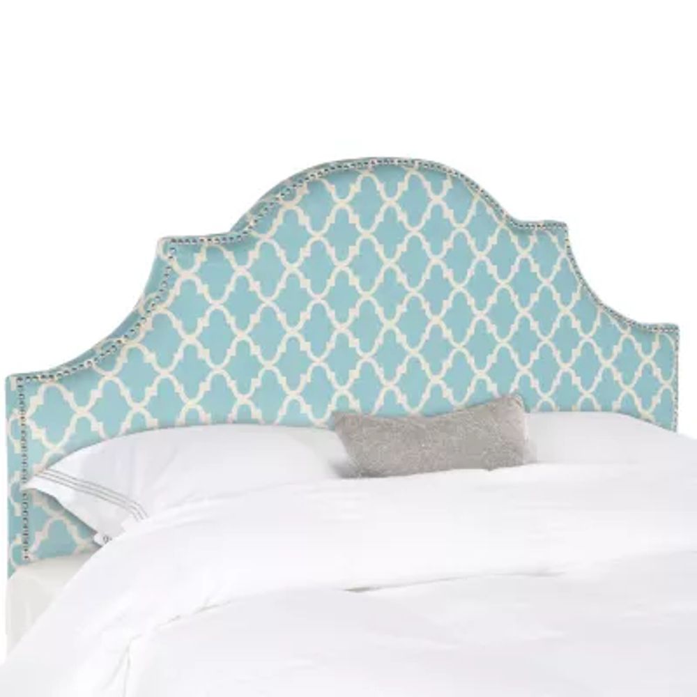 Hallmar Patterned Upholstered Headboard with Nailhead Trim