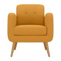 Kingston Mid-Century Modern Accent Armchair in Linen with Legs in a Natural Finish