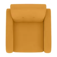 Kingston Mid-Century Modern Accent Armchair in Linen with Legs in a Natural Finish