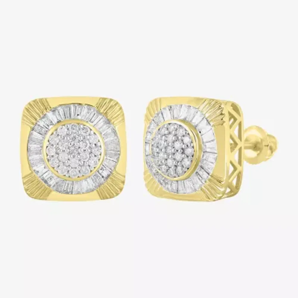 1 CT. T.W. Natural White Diamond 10K Gold 12.5mm Stud Earrings