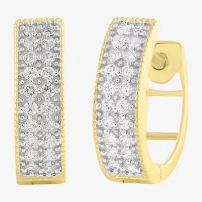 1/5 CT. Natural White Diamond 10K Gold 11.2mm Hoop Earrings
