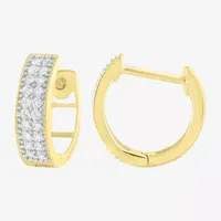 1/5 CT. Natural White Diamond 10K Gold 11.2mm Hoop Earrings