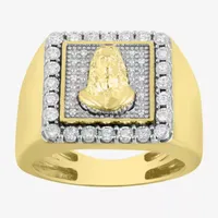 Mens "Jesus" 1/4 CT. T.W. Genuine White Diamond 10K Gold Fashion Ring