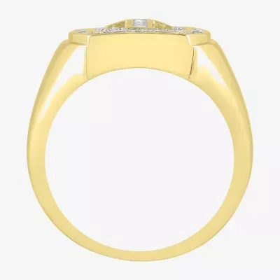 Mens / CT. T.W. Mined White Diamond 10K Gold Cross Fashion Ring