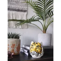 Distant Lands 5" Handpainted Tiger Accent Vase