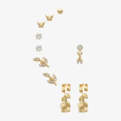 Mixit Hypoallergenic Gold Tone Stud 5 Pair Cubic Zirconia Earring Set