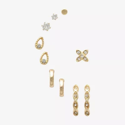 Mixit Hypoallergenic Gold Tone Stud 5 Pair Cubic Zirconia Earring Set