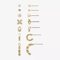 Mixit Hypoallergenic Gold Tone Stud 5 Pair Cubic Zirconia Earring Set