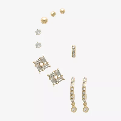 Mixit Hypoallergenic Gold Tone Stud 5 Pair Cubic Zirconia Earring Set