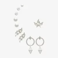 Mixit Hypoallergenic Silver Tone Stud 5 Pair Cubic Zirconia Earring Set