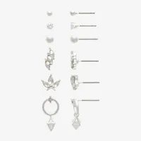 Mixit Hypoallergenic Silver Tone Stud 5 Pair Cubic Zirconia Earring Set