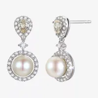 Dyed Cultured Freshwater Pearl Sterling Silver Drop Earrings