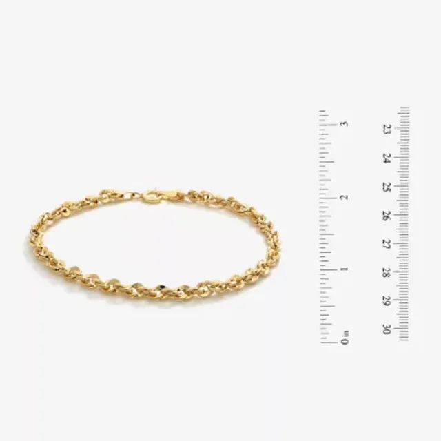 New 9ct Yellow Gold 7.5Inch Hollow Paperclip Link Chain Bracelet