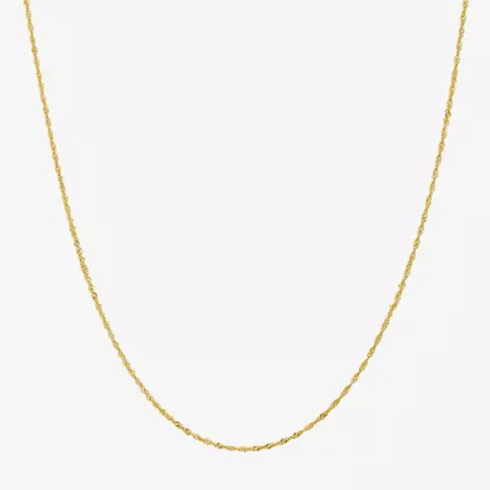 10K Gold 14-24" Solid Singapore Chain Necklace