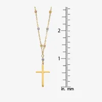 Womens 14K Tri-Color Gold Cross Pendant Necklace