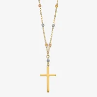 Womens 14K Tri-Color Gold Cross Pendant Necklace